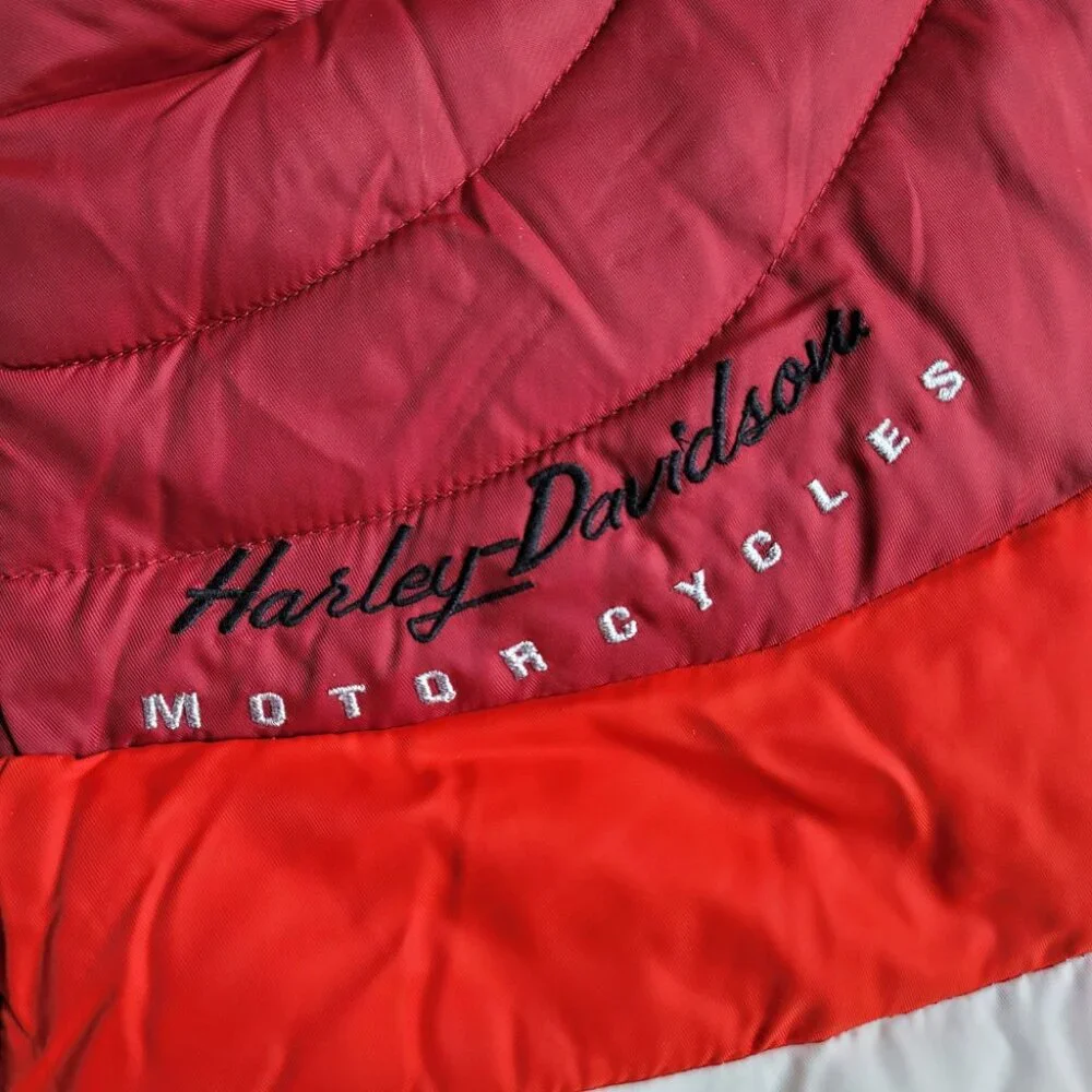 Harley‑Davidson Women’s 2XL Retro 70s Colorblock Puffer Vest Fall Winter Cozy